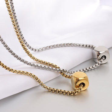 Simple Style Solid Color Titanium Steel Plating Gold Plated Pendant Necklace