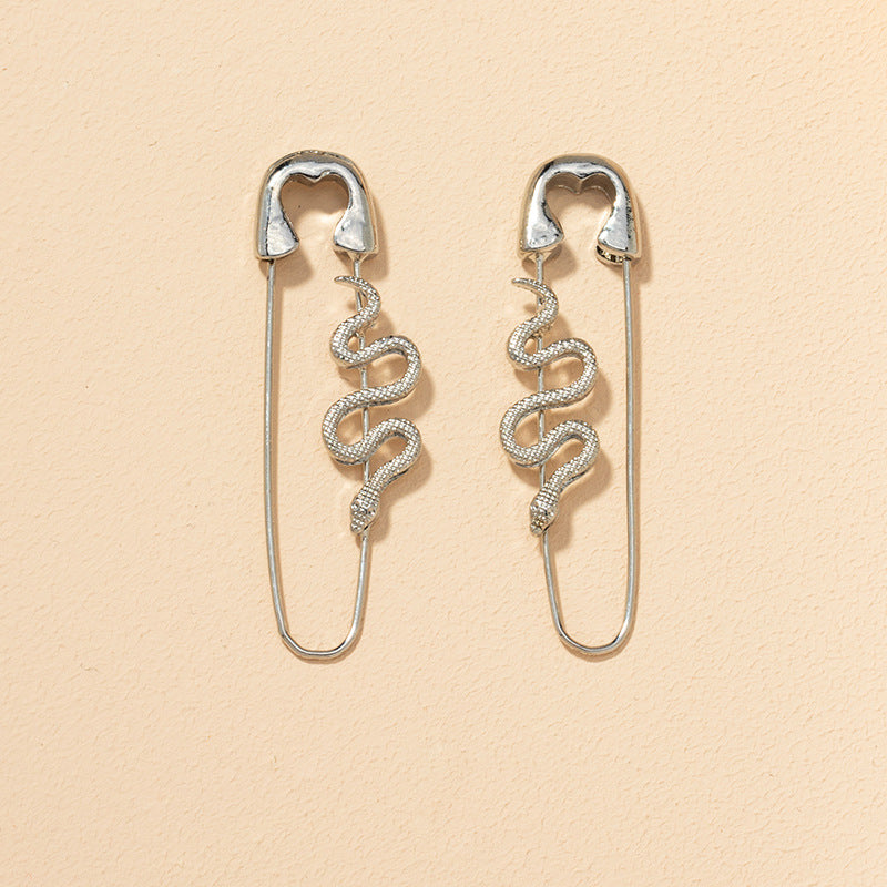 Fashion Alloy Snake Pin Earrings