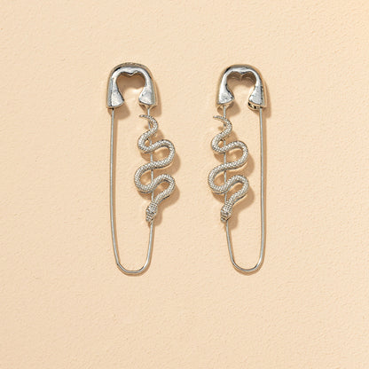 Fashion Alloy Snake Pin Earrings