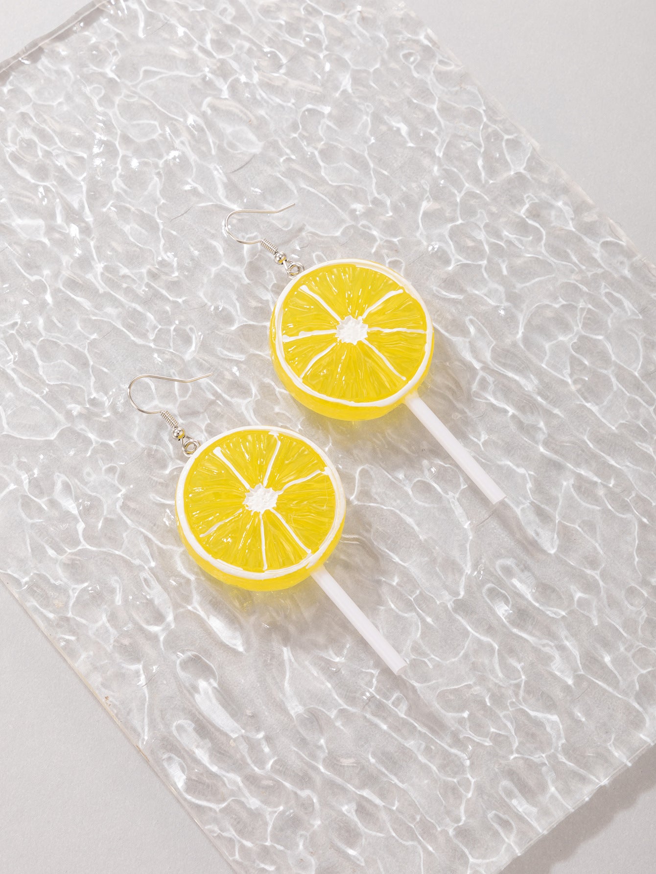 Personality Jewelry Lemon Lollipop Resin Ear Hook Watermelon Fruit Irregular Earrings