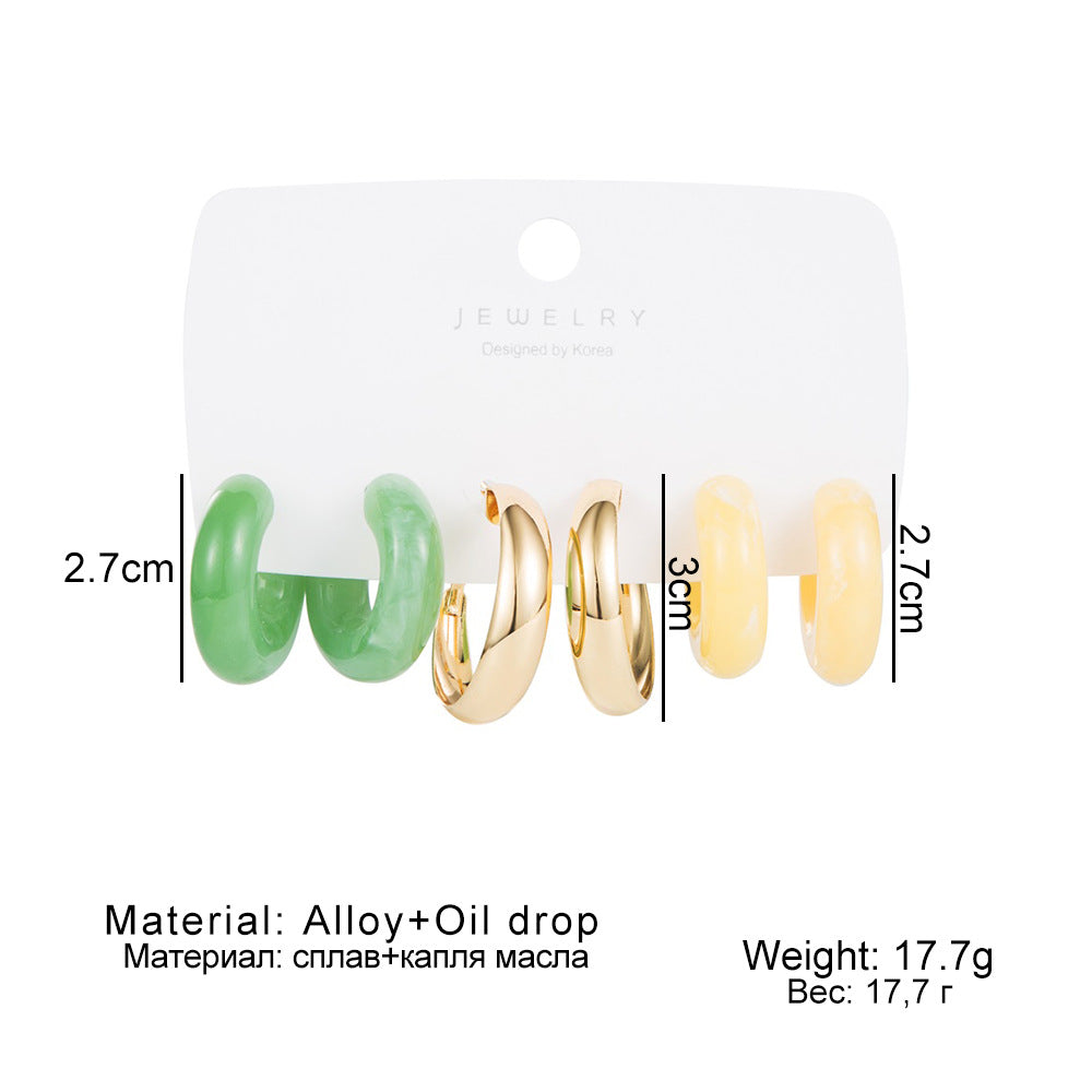 1 Set Simple Style Circle Alloy Enamel Women's Earrings