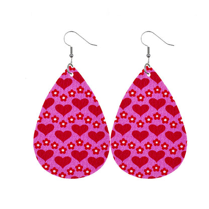 1 Pair Modern Style Classic Style Heart Shape Pu Leather Drop Earrings