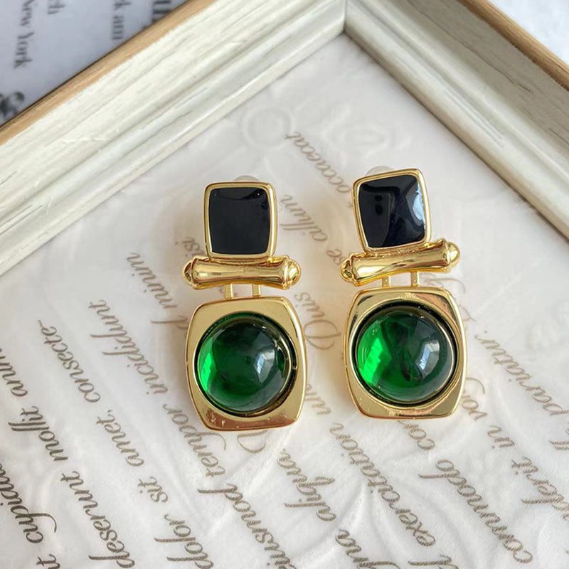 Fashion Geometric Alloy Gold Plated Artificial Gemstones Women's Ear Studs 1 Pair