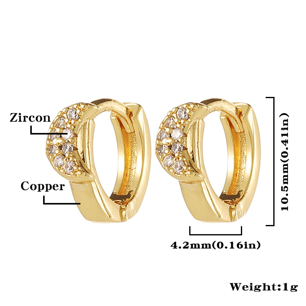 Fashion Water Droplets Copper Hoop Earrings Inlay Zircon Copper Earrings