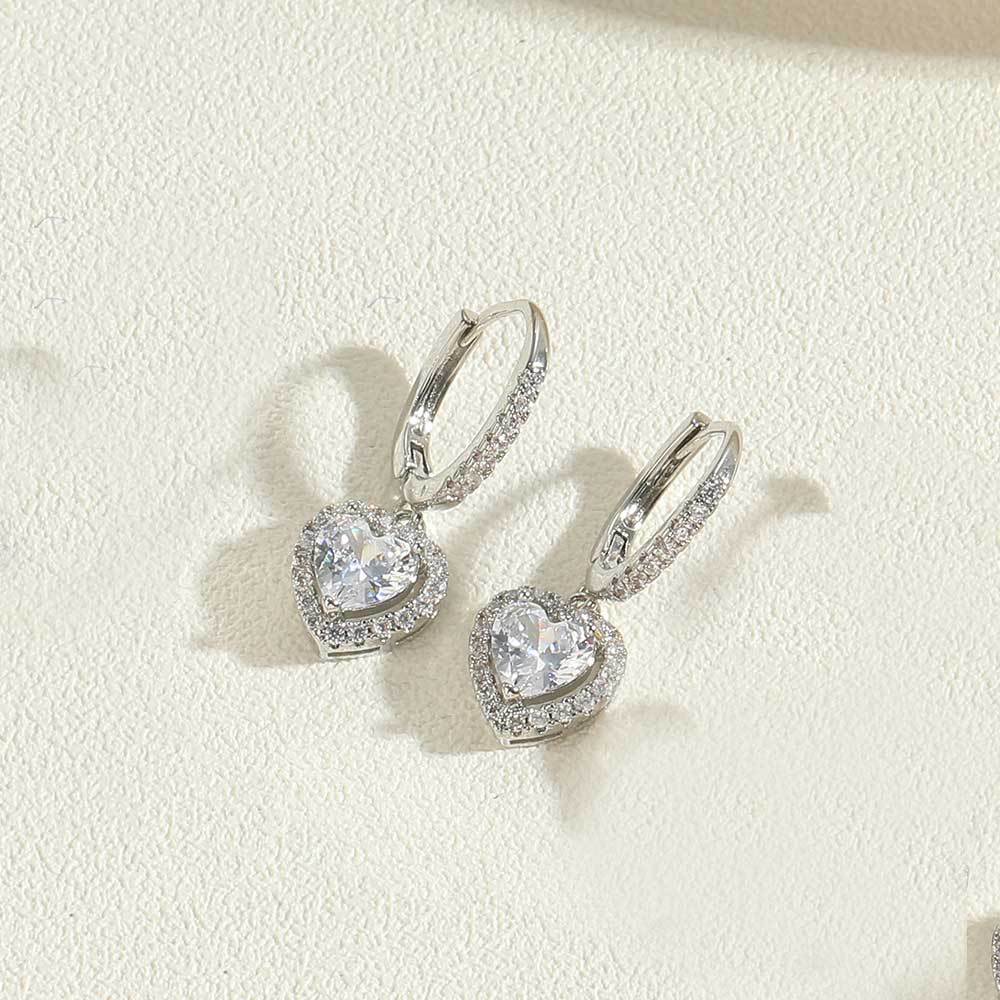 Cross-border exclusive for full diamond square zircon hollow love earrings, simple light luxury, niche fashion trend earrings, earrings