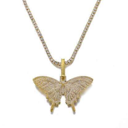 1 Piece Fashion Butterfly Alloy Inlay Zircon Pendant Necklace