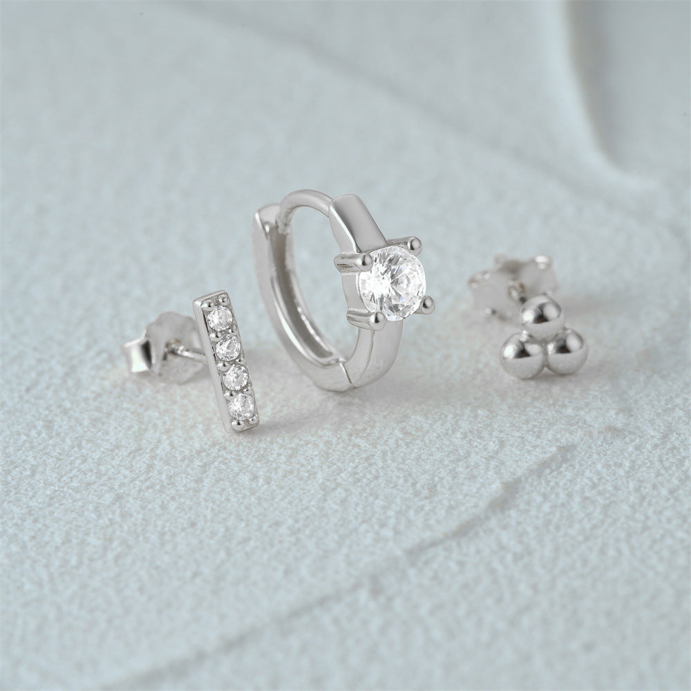 1 Set Simple Style Star Butterfly Plating Sterling Silver Hoop Earrings Ear Studs