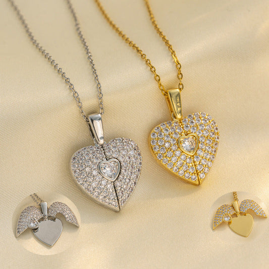 Moderate Luxury Heart Titanium Steel 18K Gold Plated Necklaces