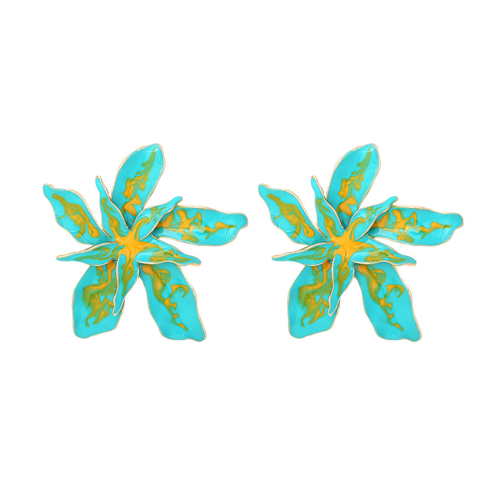 1 Pair Casual Flower Enamel Zinc Alloy Ear Studs