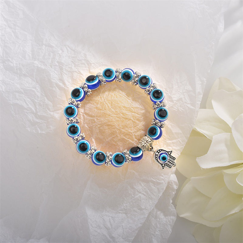 Retro Blue Eyes Palm Beads Pendant Bracelet Wholesale Gooddiy