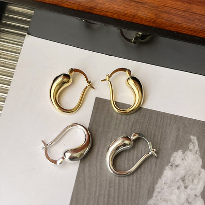 1 Pair Simple Style Water Droplets Plating Brass Hoop Earrings