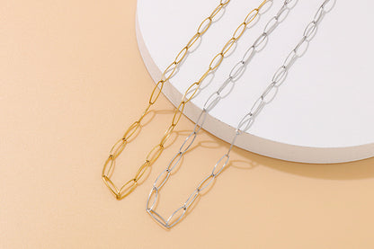 Simple Titanium Oval Clavicle Chain Bracelet Set Wholesale Gooddiy