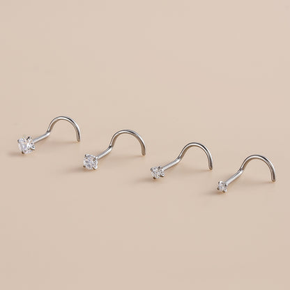 Simple Style Geometric Titanium Inlay Zircon Nose Studs