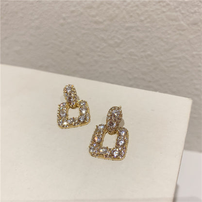 S925 Silver Needle Temperament Simple Square Geometric Fashion Super Flash Personality Earrings