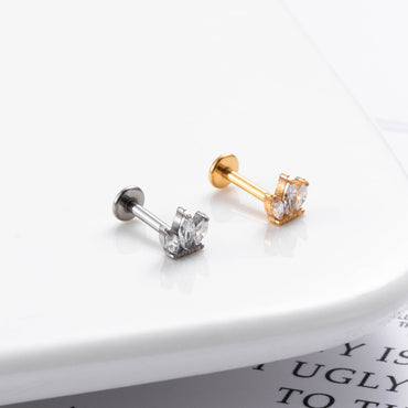 1 Piece Simple Style Crown Titanium Plating Inlay Zircon Ear Studs