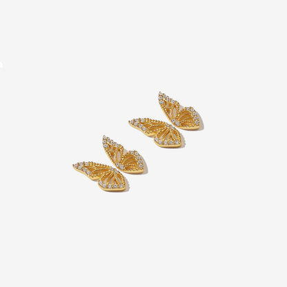 Simple Style Butterfly Copper Inlay Zircon Ear Studs 1 Pair