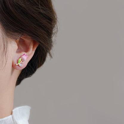 1 Pair Simple Style Flower Alloy Ear Studs