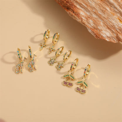 European and American hot-selling cute little turtle design exquisite and versatile zircon earrings pendant niche simple Internet celebrity with the same earrings women