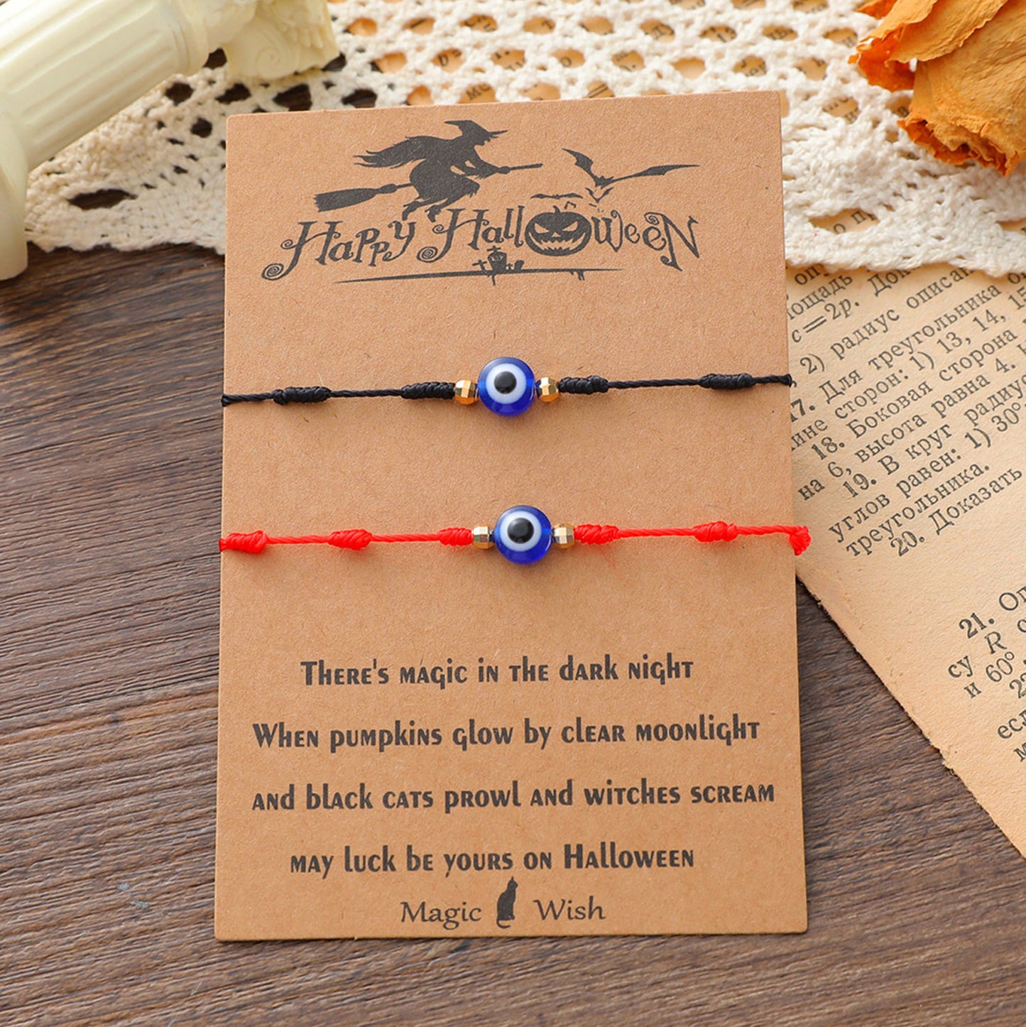New Halloween Couple Braided Bracelet Creative 7-knot Demon Eye Red String Card Bracelet