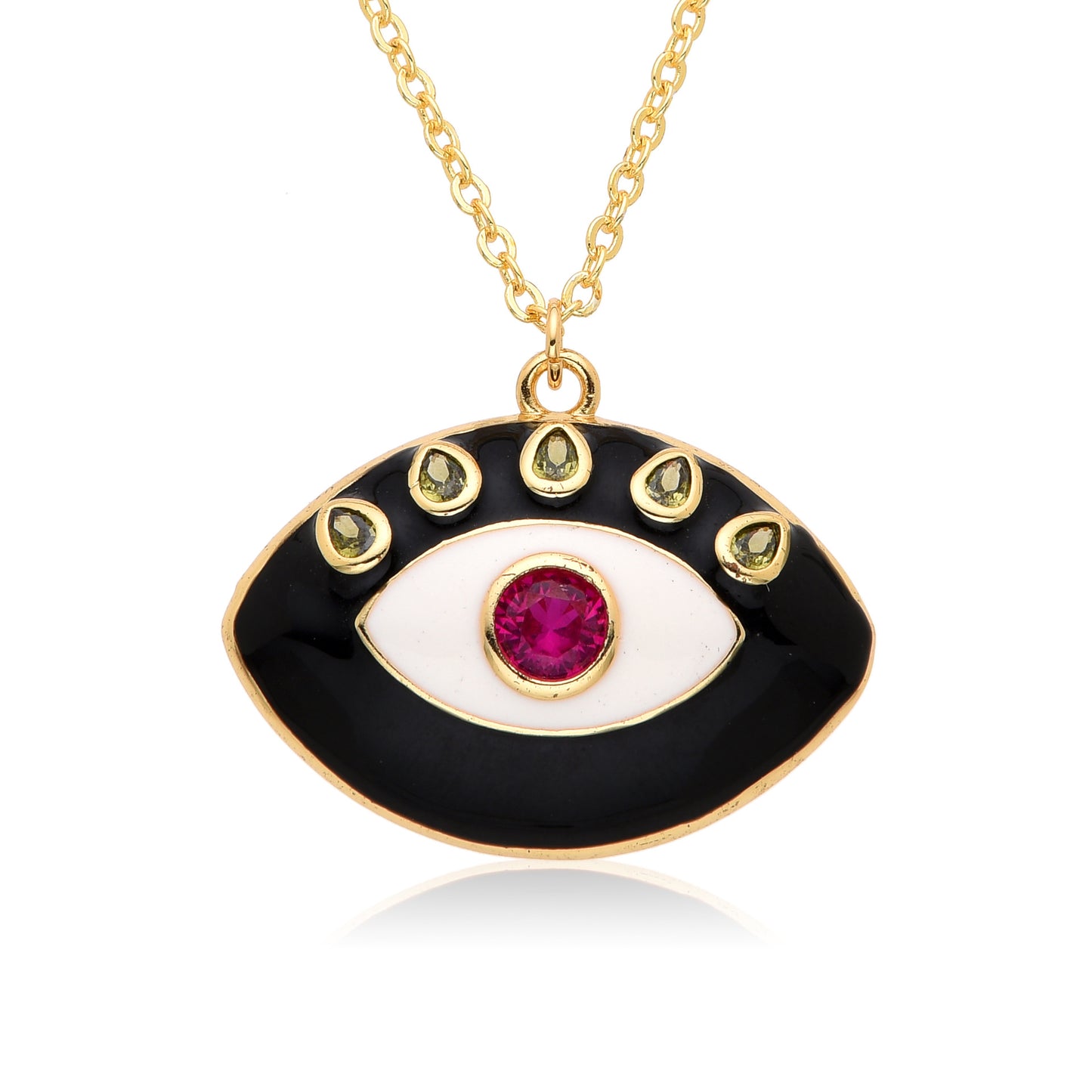 Copper Retro Classic Style Eye Plating Inlay Zircon Pendant Necklace