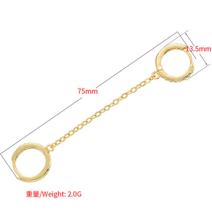 Double Circle Chain Pendant Copper Inlaid Zircon Earrings Wholesale Gooddiy