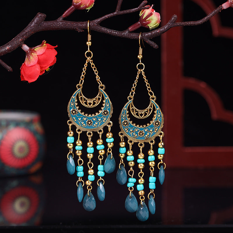 1 Pair Bohemian Moon Alloy Plating Women's Drop Earrings