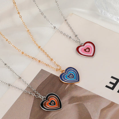 Retro Heart Shape Alloy Enamel Women's Necklace