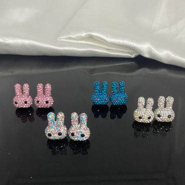 1 Pair Basic Rabbit Plating Inlay Copper Artificial Gemstones Ear Studs