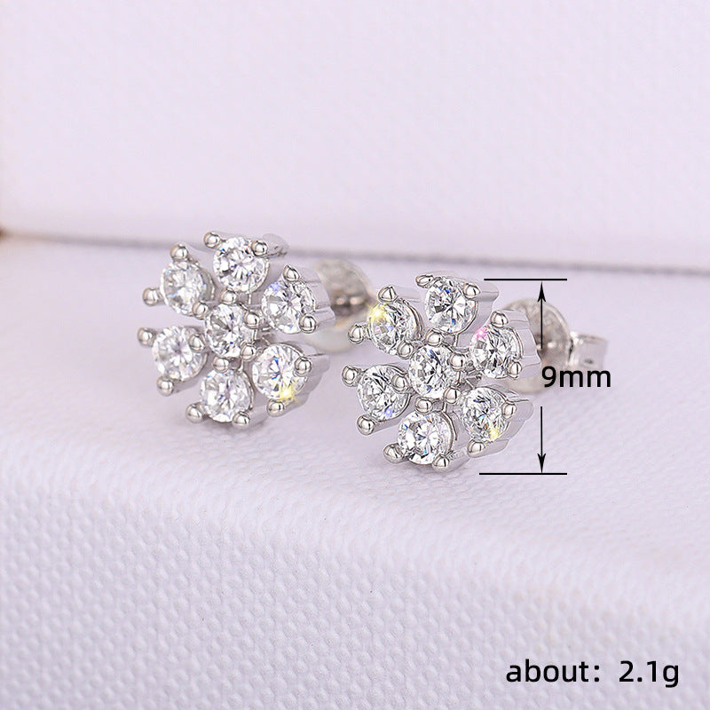 1 Pair Simple Style Flower Inlay Copper Zircon Ear Studs