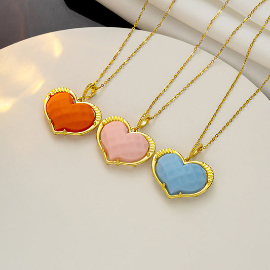 Cartoon Heart Titanium Steel 18K Gold Plated Necklaces