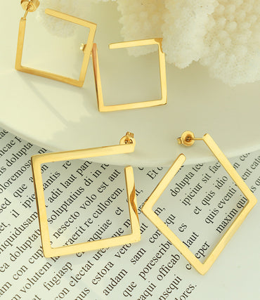 Fashion Simple Geometric Titanium Steel Three-layer Earrings Wholesale