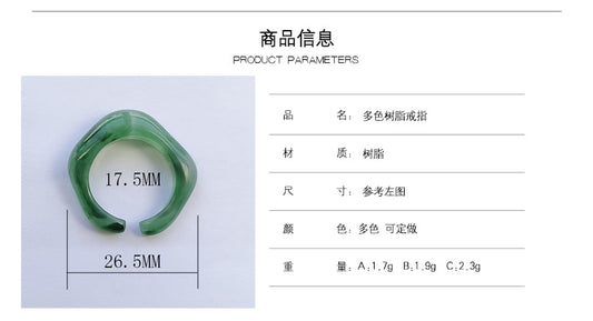 European And American Color Resin Cold Wind Ring Transparent Color Ring Acrylic