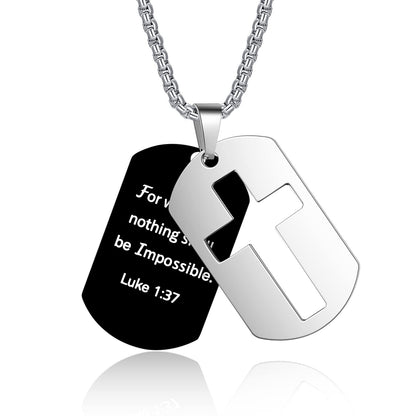 Ig Style Cool Style Cross Letter Stainless Steel Plating Hollow Out Men's Pendant Necklace Long Necklace