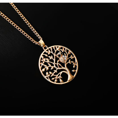 New Love Stitching Letters Dripping Oil Hollow Tree Alloy Pendant Necklace