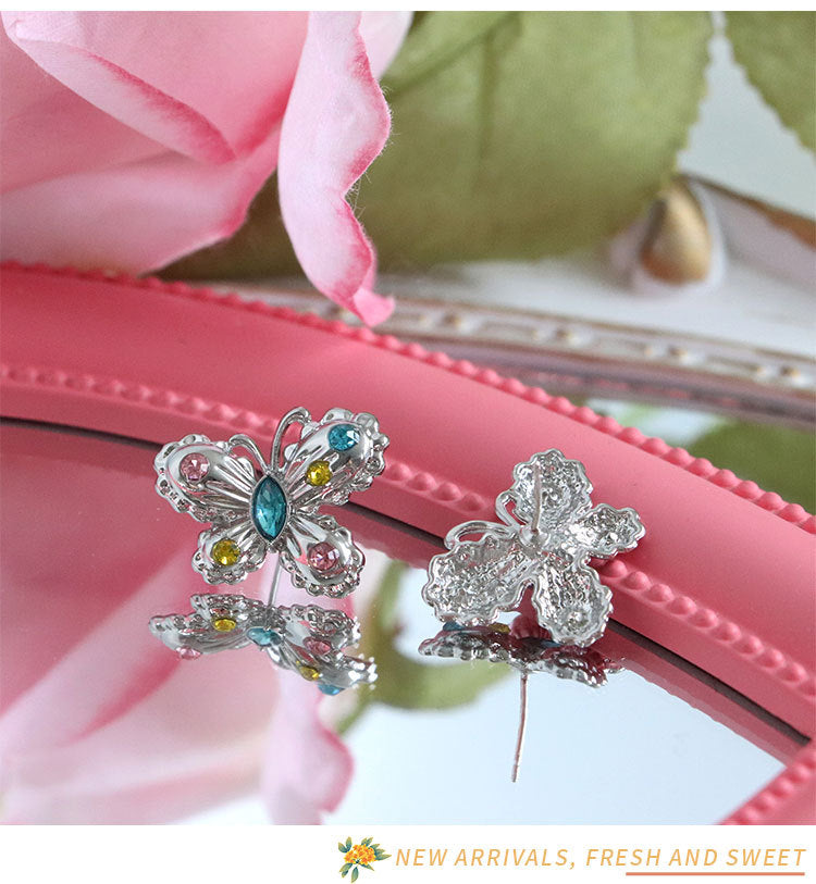 Wholesale Jewelry Vintage Style Butterfly Alloy Zircon Plating Inlay Ear Studs