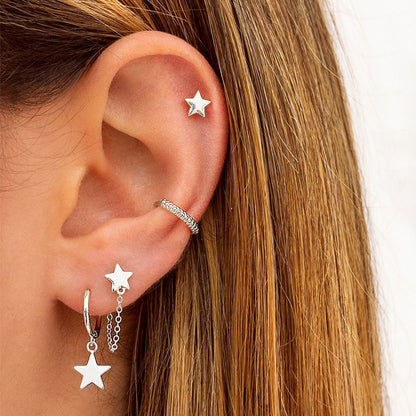 Fashion Geometric Star Moon Copper Plating Artificial Rhinestones Earrings 1 Set