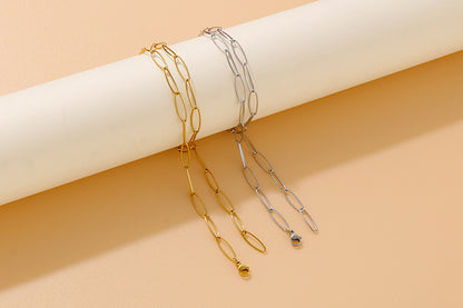 Simple Titanium Oval Clavicle Chain Bracelet Set Wholesale Gooddiy