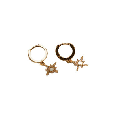 Independent station new six-pointed star micro inlaid zircon earrings 14K real gold opal opal delicate earring women