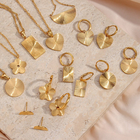 Fashion Quadrilateral Round Geometric Stainless Steel 18K Gold Plated Necklaces