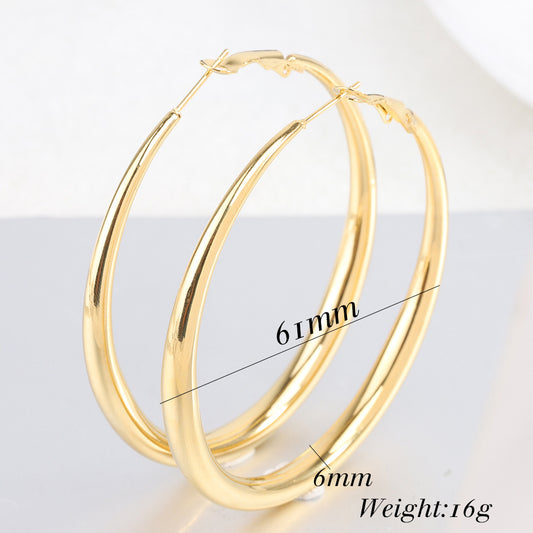 1 Pair Simple Style Solid Color Plating Titanium Steel Gold Plated Earrings