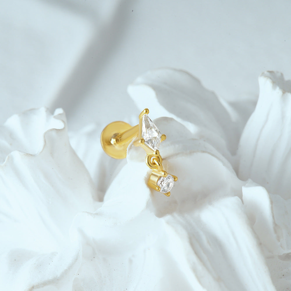 1 Piece Simple Style Flower Plating Sterling Silver Zircon Ear Studs