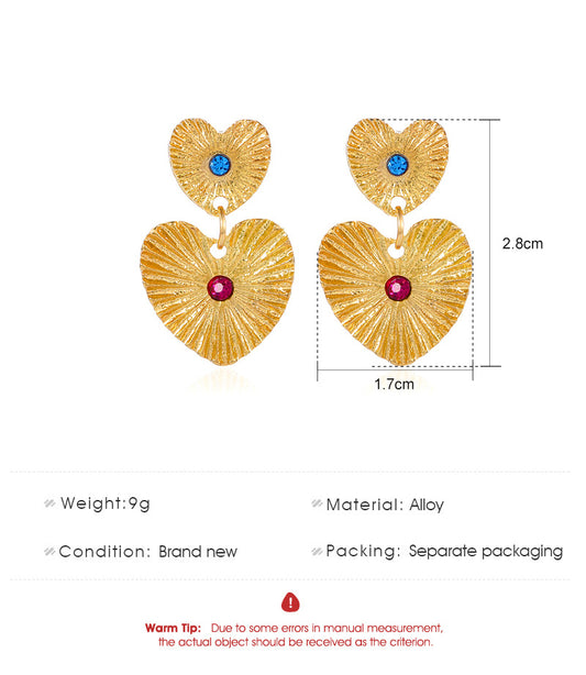 Retro Heart Shape Alloy Inlay Rhinestones Women's Drop Earrings 1 Pair