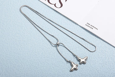 Fashion New Titanium Steel Gold Butterfly Square Snake Bone Chain Necklace