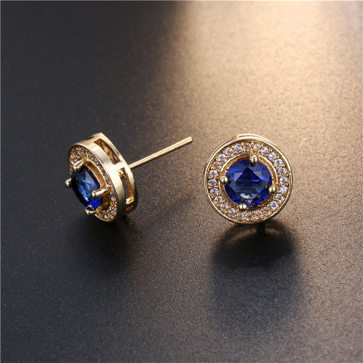 1 Pair Simple Style Commute Round Plating Inlay Copper Zircon Ear Studs