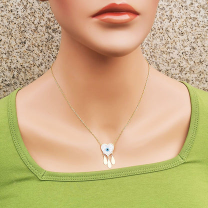 Fashion Heart Shape Titanium Steel Gold Plated Shell Necklace