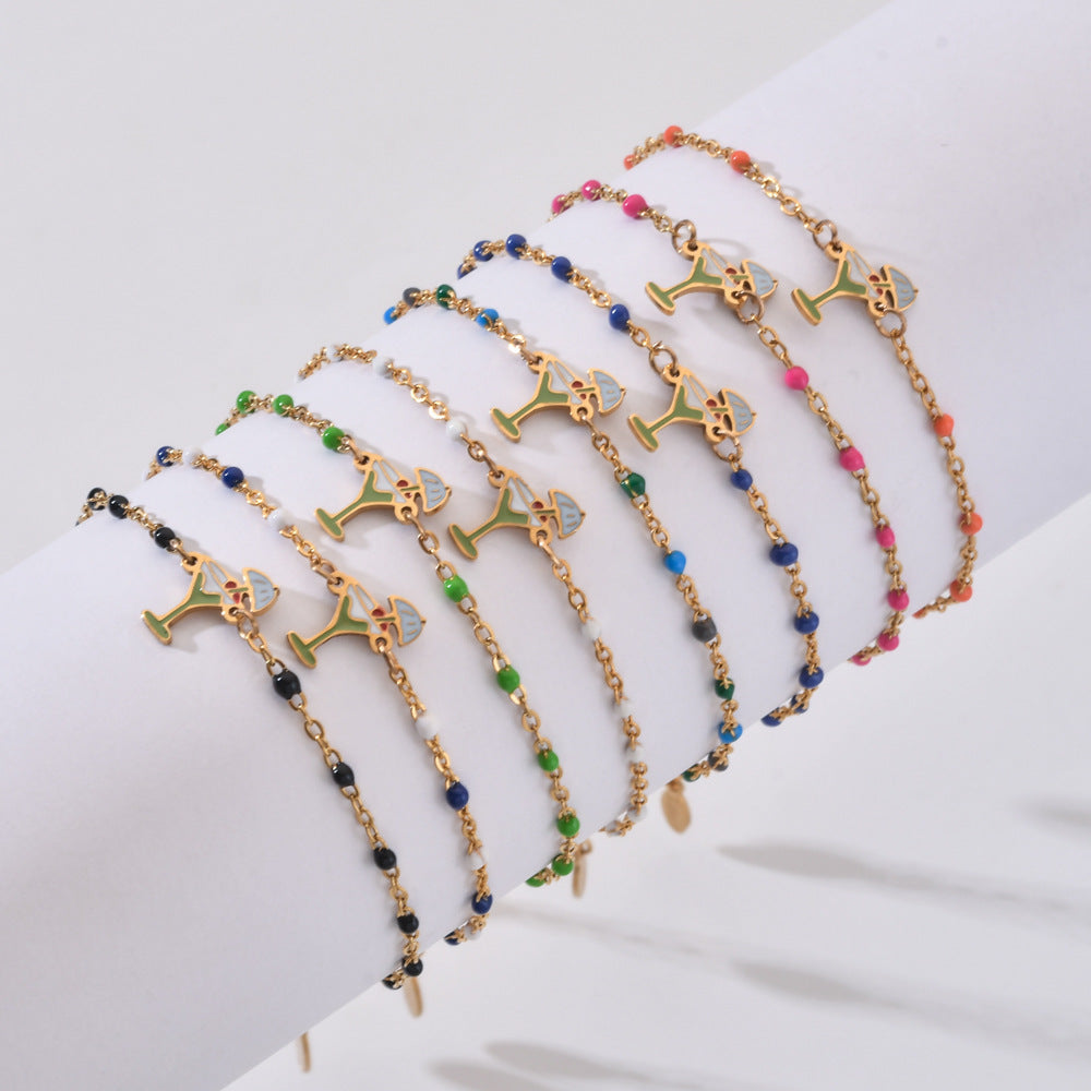 Stainless Steel Gold Plated Simple Style Classic Style Printing Plating Bracelets