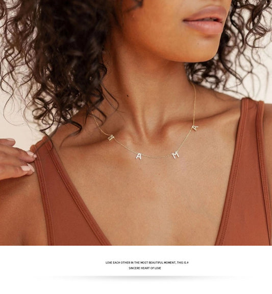 Copper Elegant Simple Style Letter Inlaid Zircon Pendant Necklace