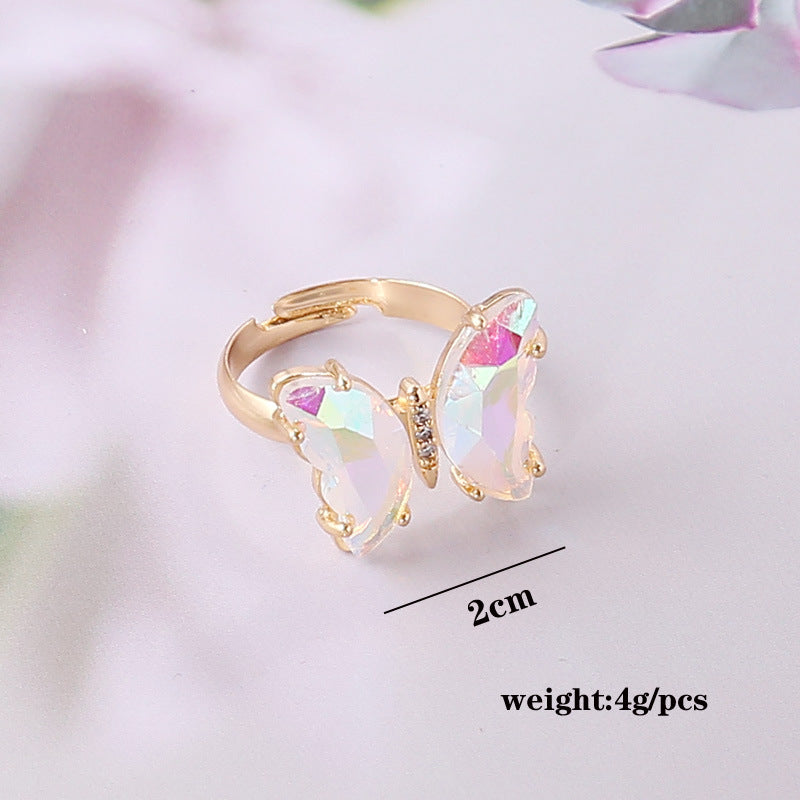 Fashion Gradient Butterfly Copper Adjustable Ring