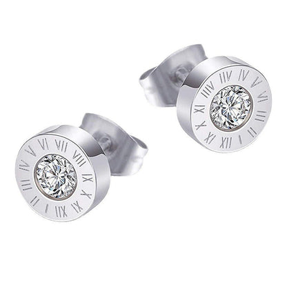 1 Pair Simple Style Letter Plating Inlay Titanium Steel Rhinestones Ear Studs