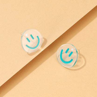 Cartoon Smiley Resin Transparent Smiley Earrings Wholesale Gooddiy